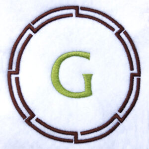 Brass rings monogram frame embroidery design