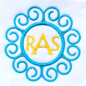 Curly circle monogram frame