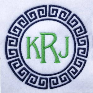 Round Grecian wreath embroidery design