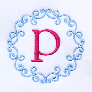 scroll circle monogram frame