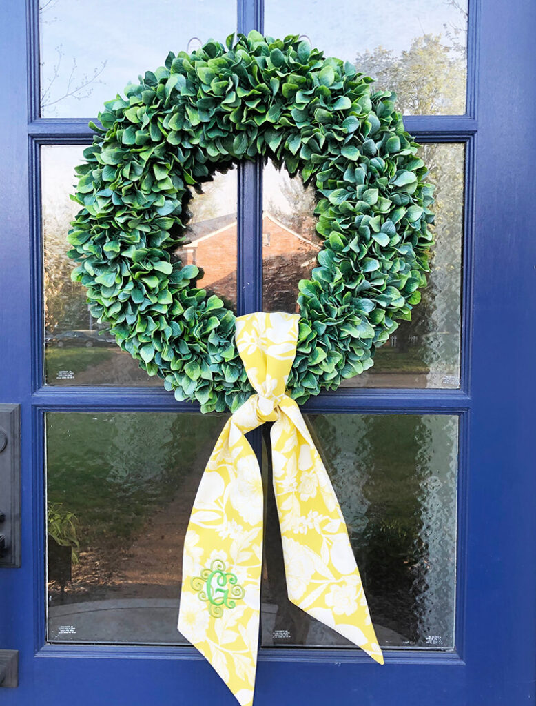 wreath sash on front door