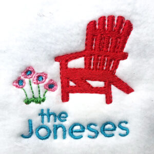 Adirondack chair and flowers design