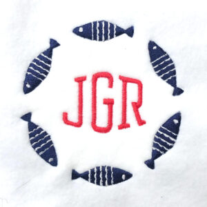 Fish wreath embroidery design