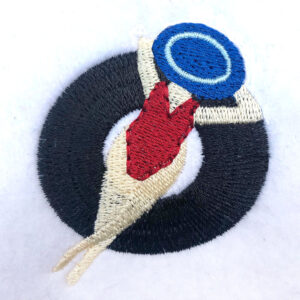 Lady in inner tube machine embroidery design