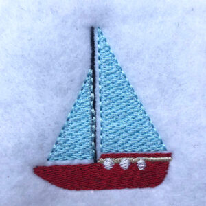 Retro sailboat embroidery design