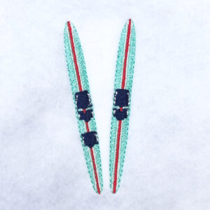 Retro water skis embroidery design
