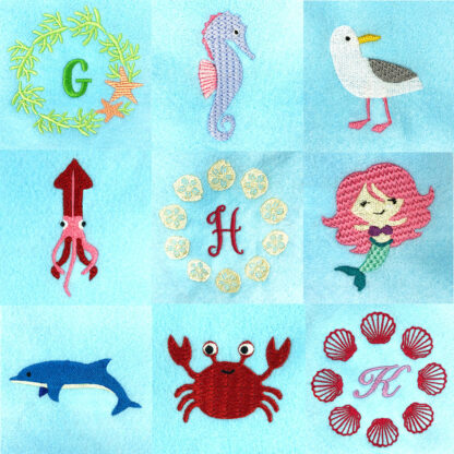 beach themed embroidery design