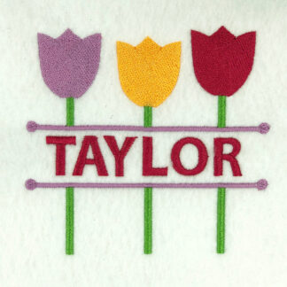 set of three tulips split embroidery design