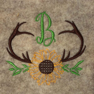 Antlers with sunflowers embroidery design