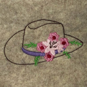 Cowgirl hat with flowers embroidery design
