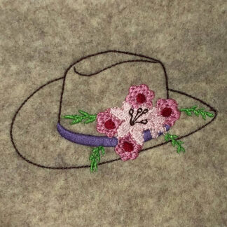 Cowgirl hat with flowers embroidery design