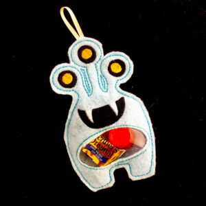 Three-eyed monster treat bag with window