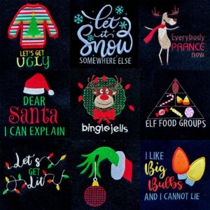 Silly Christmas embroidery designs