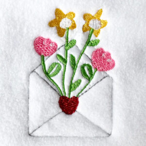 Love note with flowers and heart