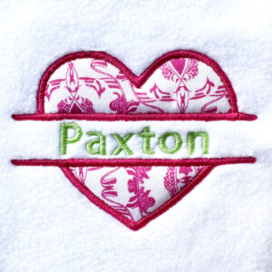Split appliqué heart design