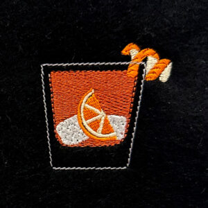 Old fashioned cocktail embroidery design