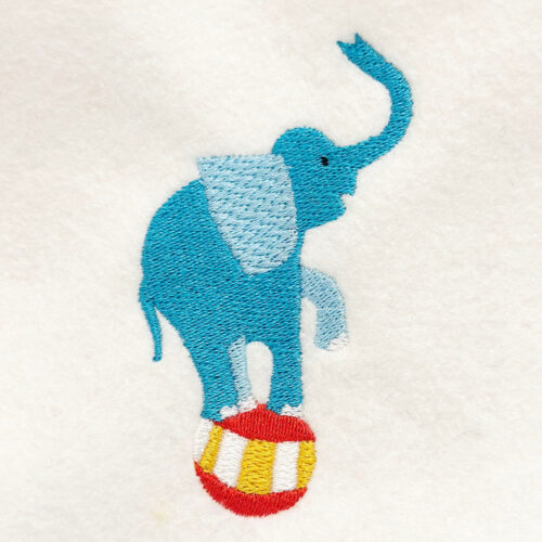Circus elephant on a ball embroidery design