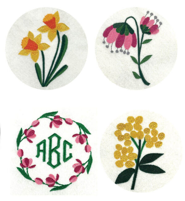 Embroidery designs included in party clutch kit