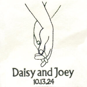 Interlocking hands sketch embroidery design