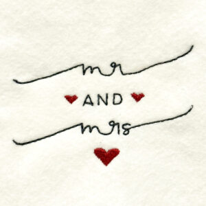 Mr and Mrs Extended Script with Hearts Design