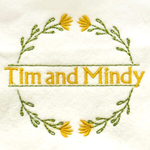 Split delicate floral wreath for couples embroidery design