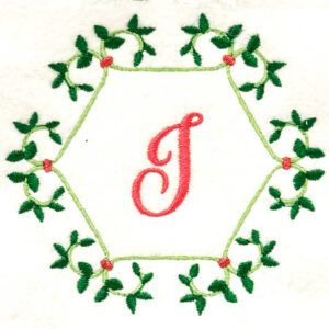 Hexagon vines frame embroidery design
