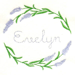 Lavender wreath embroidery design