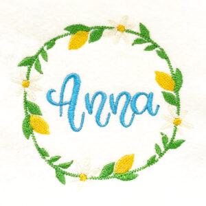 Lemon wreath embroidery design