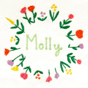 Radial whimsical flower wreath design