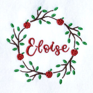 Apple tree wreath embroidery design