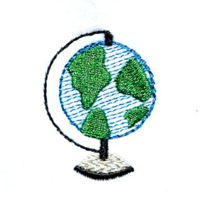 Classroom globe embroidery design