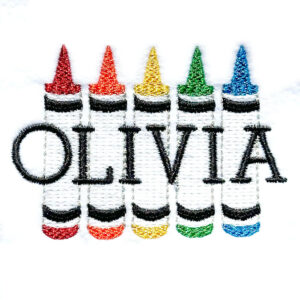 Rows of crayons to personalize embroidery design
