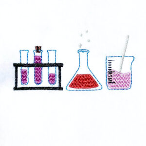 Science lab beakers and test tubes