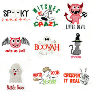 Funny Halloween Embroidery Design Set