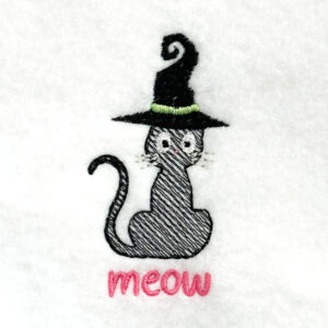 Meow Black Cat with Witch Hat