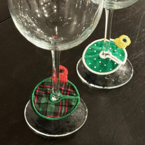 In-the-hoop Christmas ornament wine charms