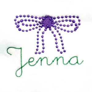 Mardi Gras Bead Bow Embroidery Design