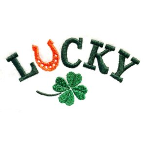 Lucky with horseshoe and clover embroidery design
