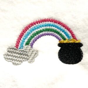 Rainbow and pot of gold embroidery design