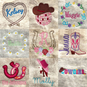 Disco Cowgirl Embroidery Design Set