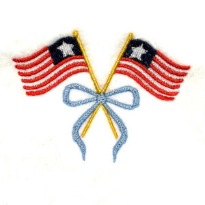 Crossed Flags with Bow Embroidery Design