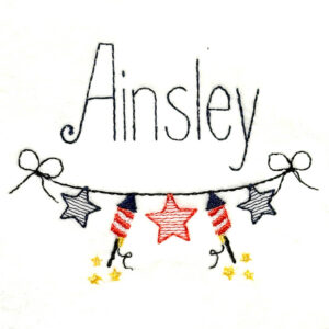 Fourth of July Icons on String Embroidery Design