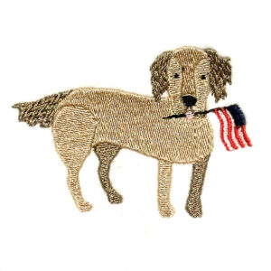 Golden Retriever with American Flag Embroidery Design