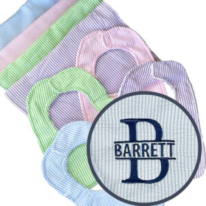 BLANKS BUNDLE: Seersucker bib and burp cloth + Bennett Big Letter font