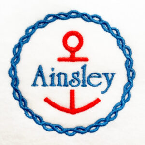 Mid Century Modern Anchor Wreath Embroidery Design