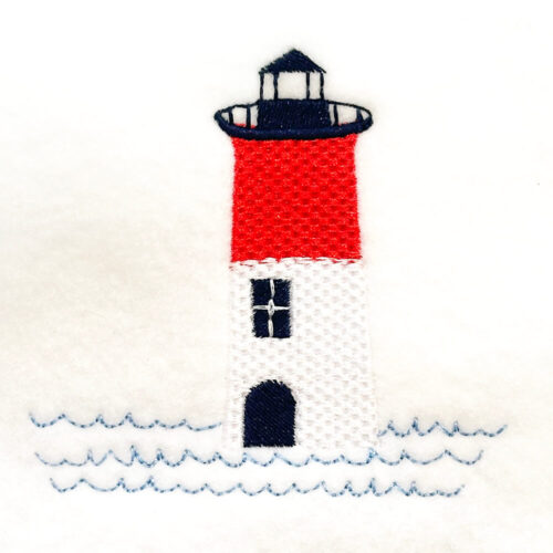 Retro Lighthouse Embroidery Design