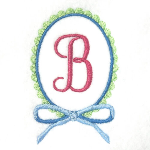 Scalloped Oval with Bow Frame Embroidery Design