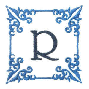 Decorative Square Frame with Fancy Corners Embroidery Design