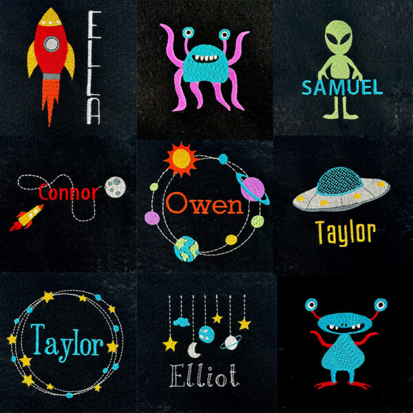 Kid-friendly Space Embroidery Design Set