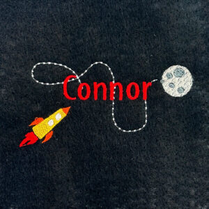 Rocketship to the Moon Embroidery Design